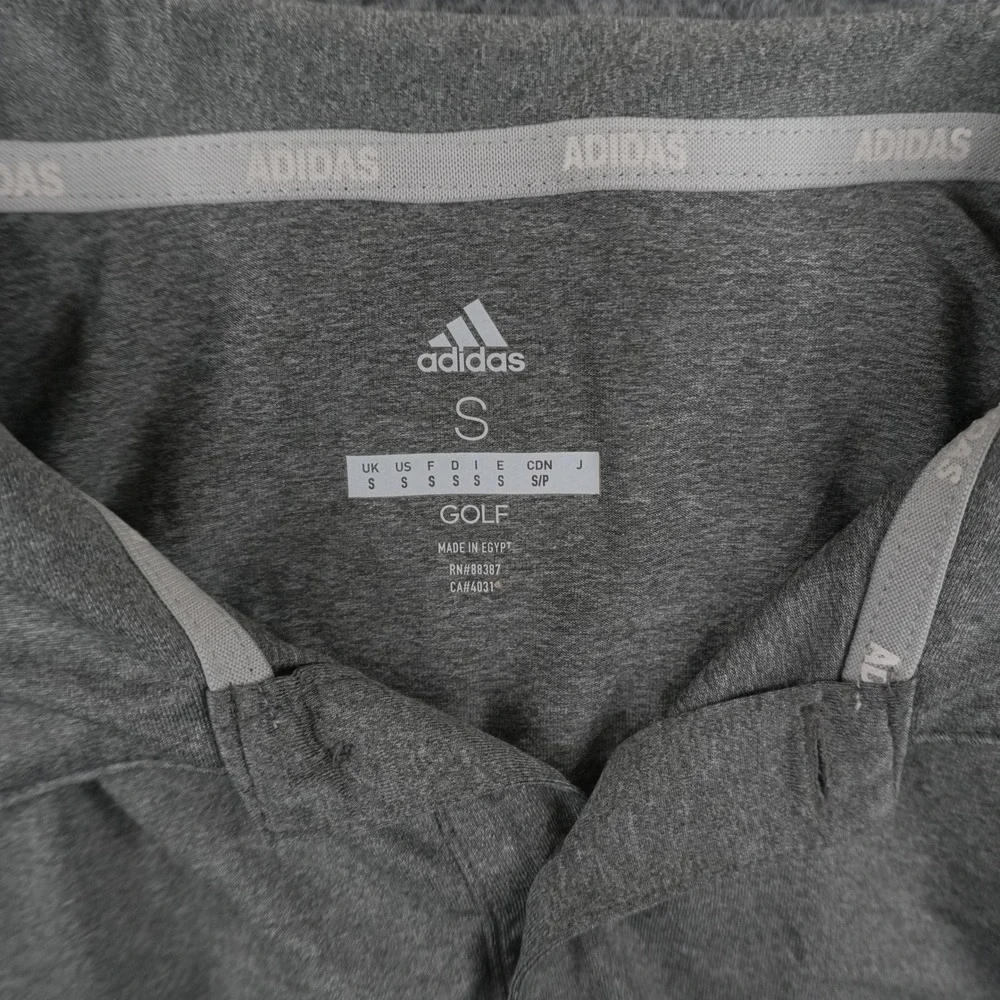 Adidas Golf Polo‎ Shirt Mens Small Gray Heather Performance Short Sleeve Logo